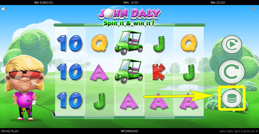 John Daly Spin It And Win It Bet Seletion