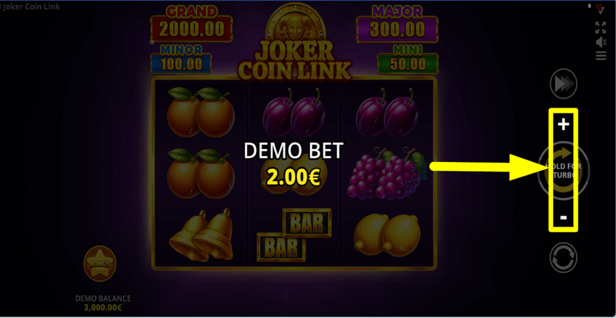 Joker Coin Link 3x3 Running Wins Bet Value