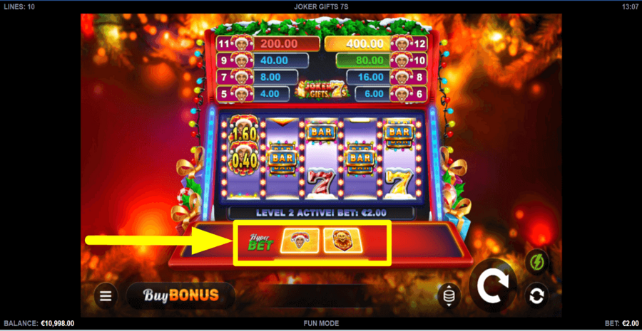 Joker Gifts 7s Hyper Bet Feature