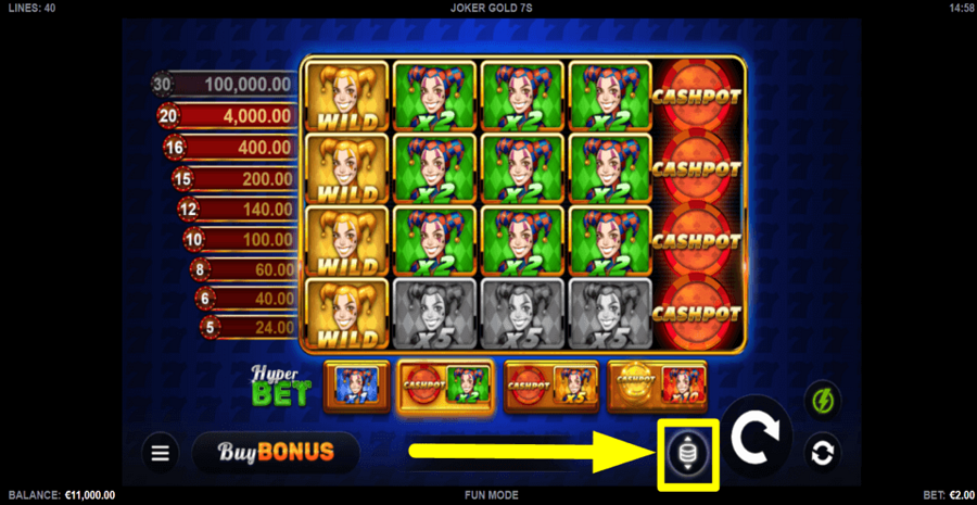 Joker Gold 7s Bet Value