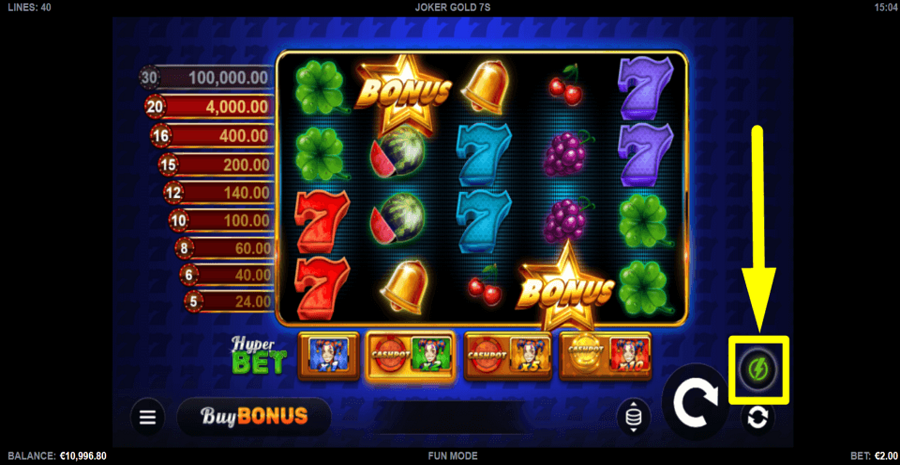 Joker Gold 7s Turbo Feature