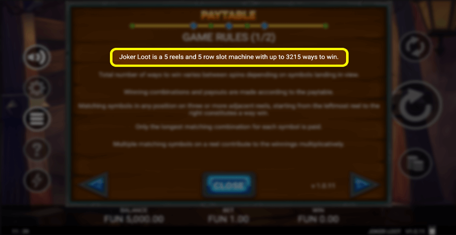 Joker Loot Paylines