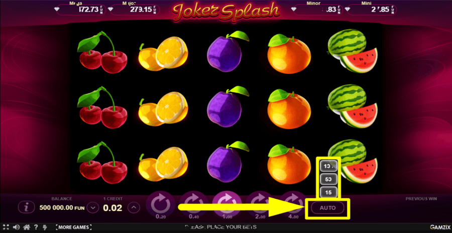 Joker Splash Autoplay Feature
