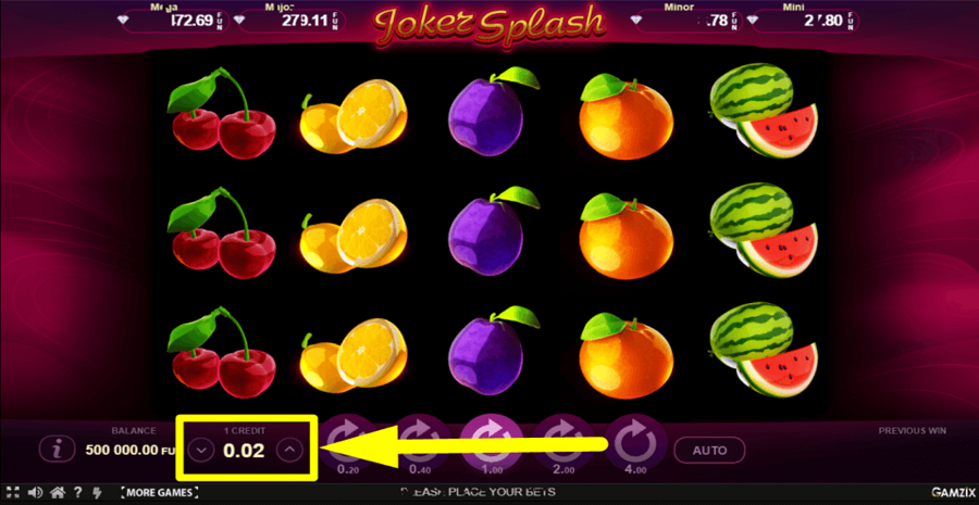 Joker Splash Credit Value