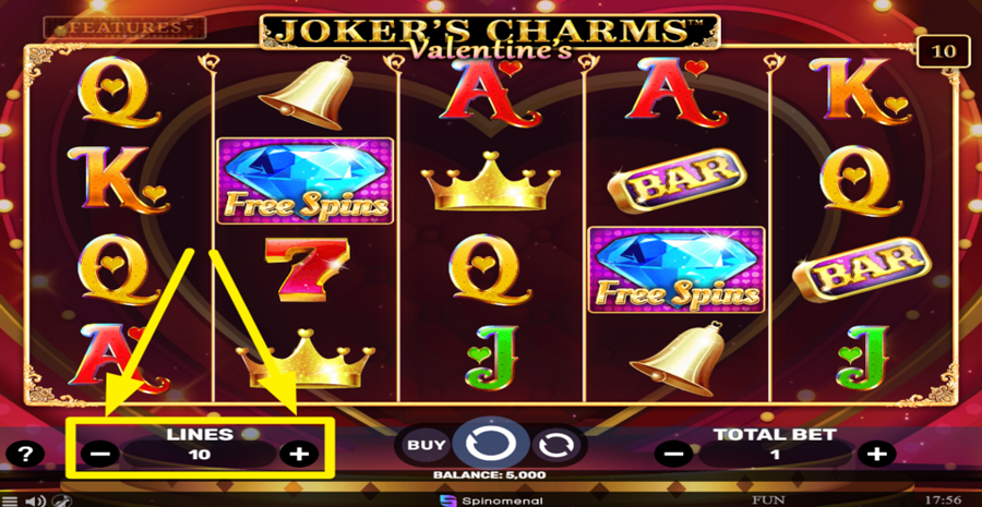 Jokers Charms Valentines Adjust Bet