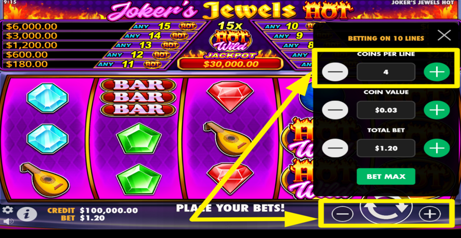 Jokers Jewels Hot Adjust Coins Per Line