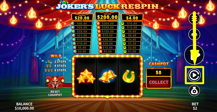 Jokers Luck Respin Autoplay Feature
