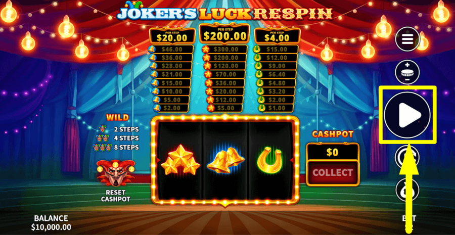 Jokers Luck Respin Play Button