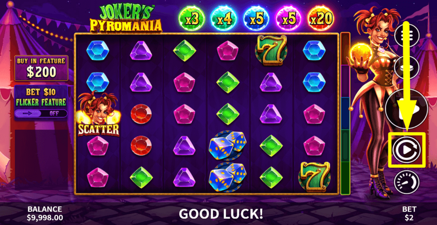 Jokers Pyromania Autoplay Feature