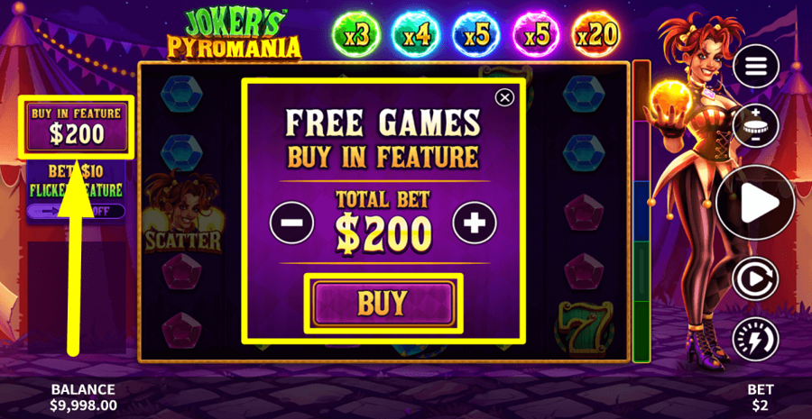 Jokers Pyromania Buy Feature