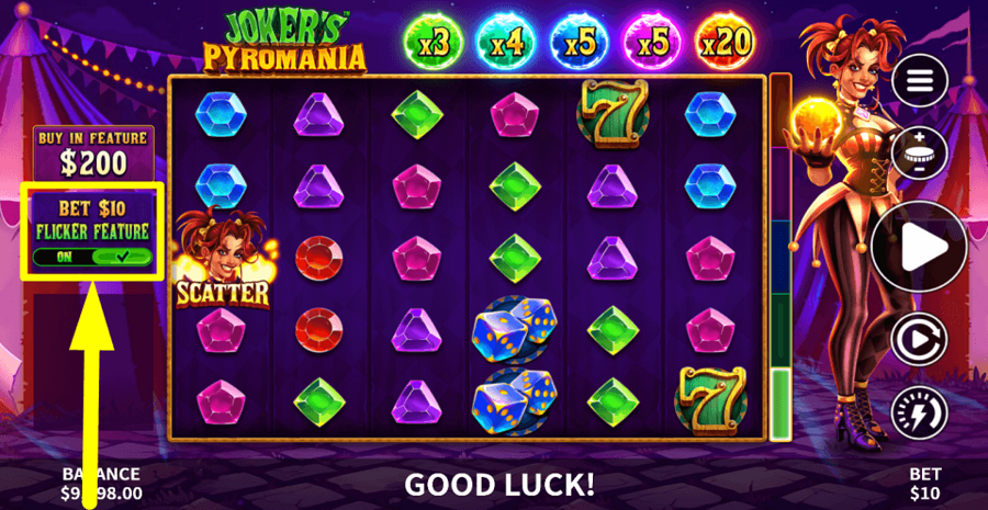 Jokers Pyromania Flicker Feature