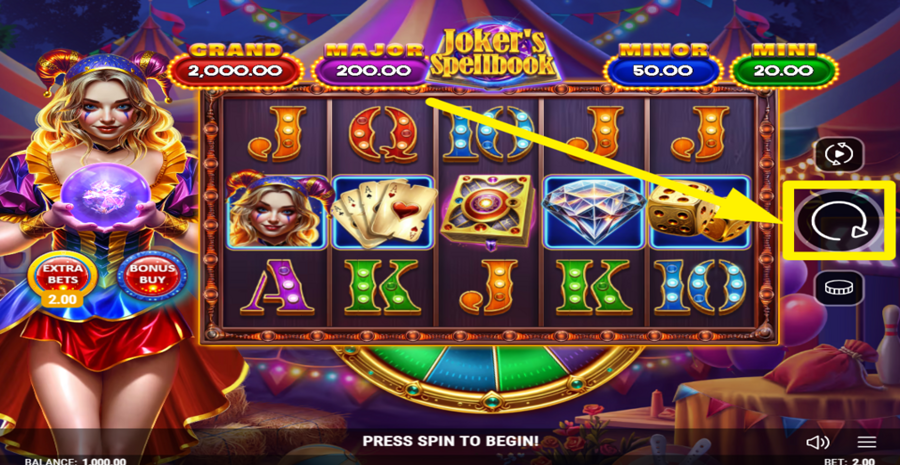 Jokers Spellbook Spin Button