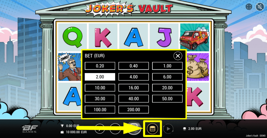 Jokers Vault Bet Value