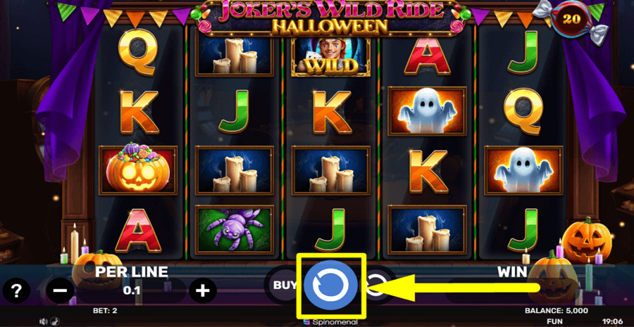 Jokers Wild Ride Halloween Spin Button