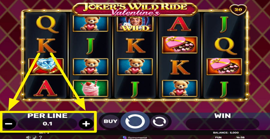 Jokers Wild Ride Valentines Adjust Bet