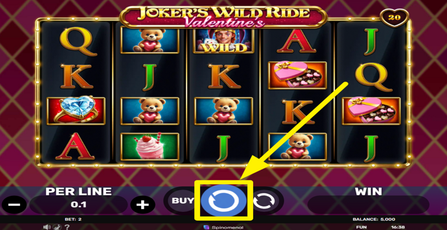 Jokers Wild Ride Valentines Spin Button