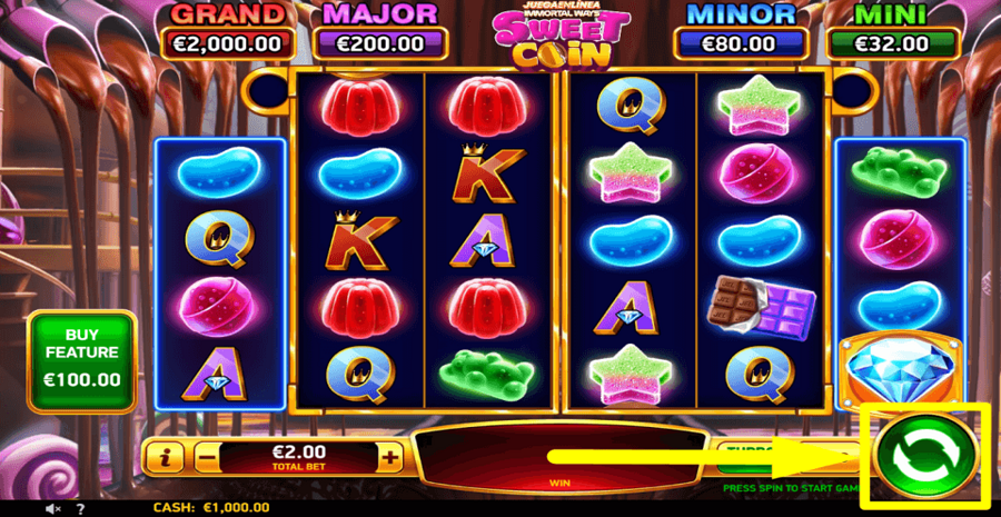 Juegaenlinea Immortal Ways Sweet Coin Spin Button