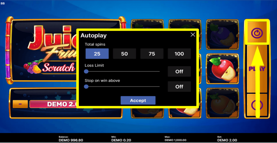 Juicy Fruits Scratch Bb Autoplay Feature