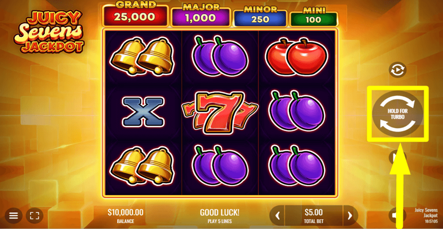 Juicy Sevens Jackpot Spin Button