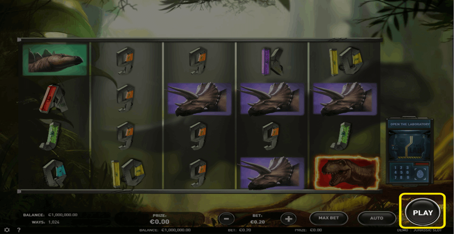 Jurassic Slot Spin Button