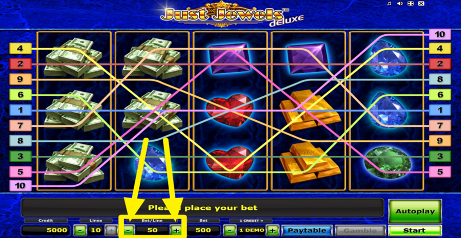Just Jewels Deluxe Adjust Bet Per Line