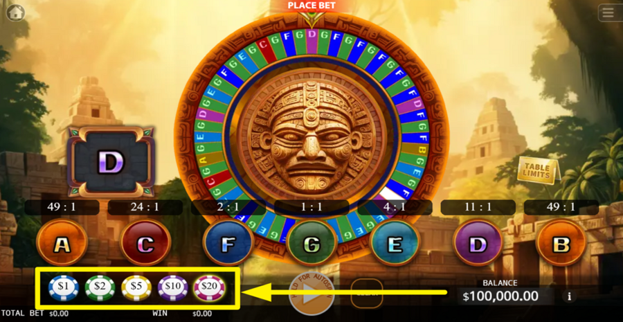 Ka Gaming Golden Wheel Choose Bet Value