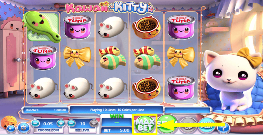 Kawaii Kitty Max Bet Button