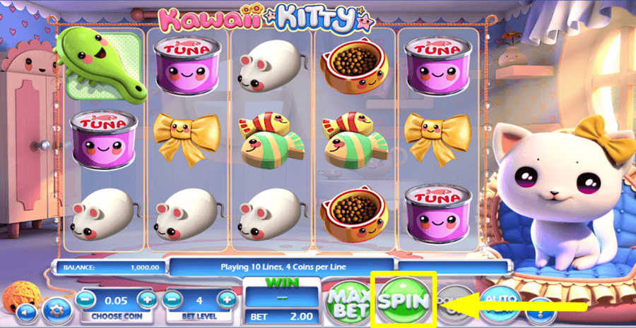 Kawaii Kitty Spin Button