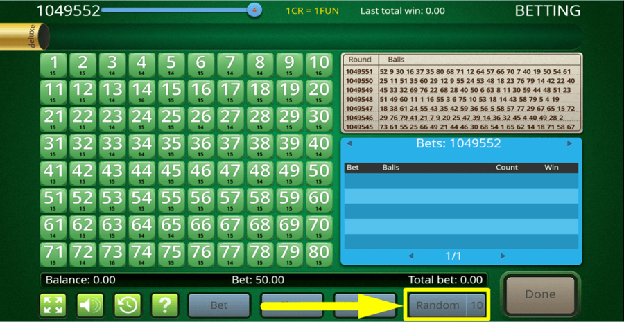 Keno Live Random Button