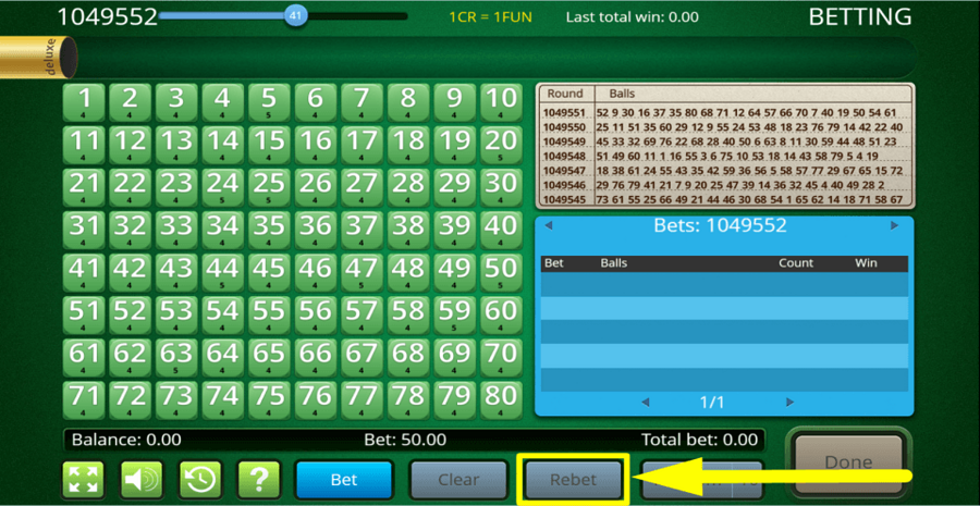 Keno Live Rebet Button