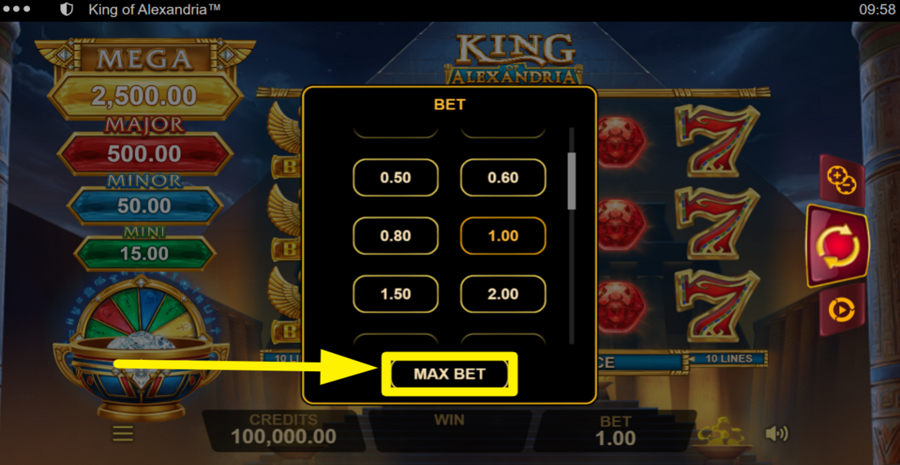 King Of Alexandria Max Bet