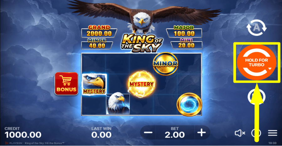 King Of The Sky Hit The Bonus Spin Button