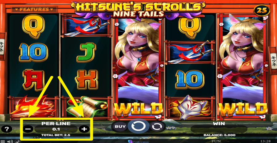 Kitsunes Scrolls Nine Tails Adjust Bet