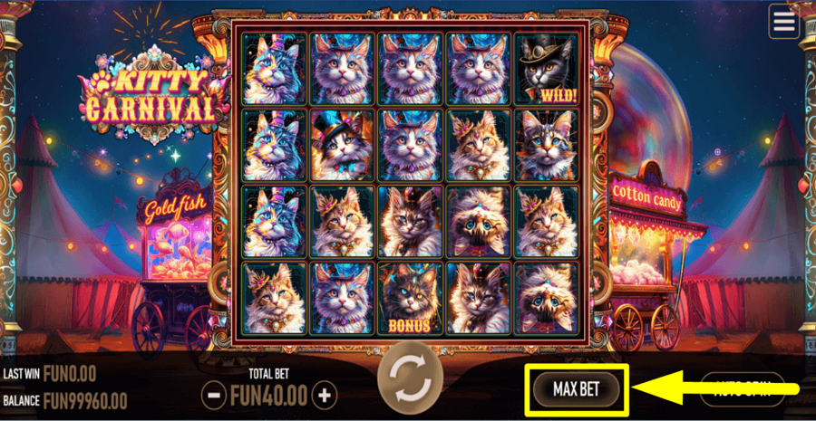 Kitty Carnival Max Bet Button