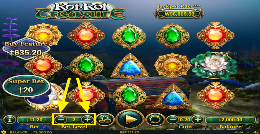 Koi Koi Treasure Adjust Bet Level