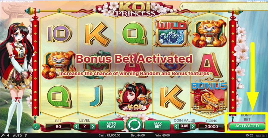Koi Princess Bonus Bet Feature