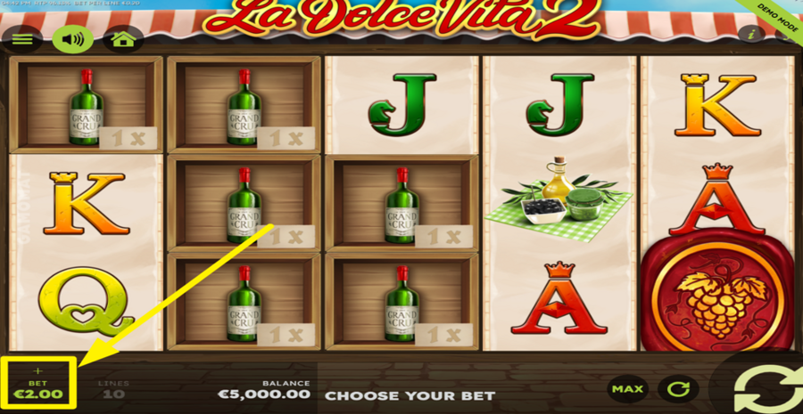 La Dolce Vita 2 Adjust Bet