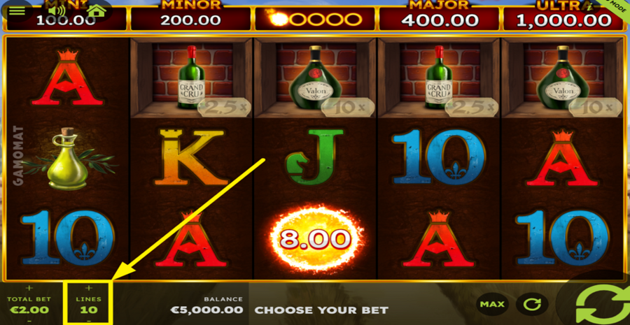 La Dolce Vita Flaming Link Adjust Bet Lines