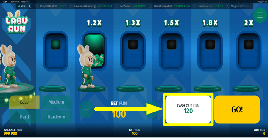 Labu Run Cash Out Button