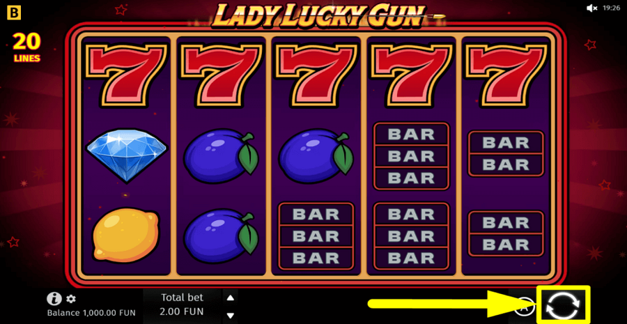 Lady Lucky Gun Spin Button