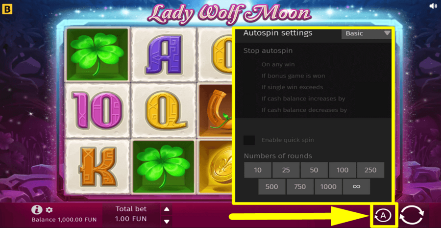 Lady Wolf Moon Autoplay Feature