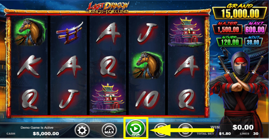 Last Dragon Rings Of Fortune Spin Button