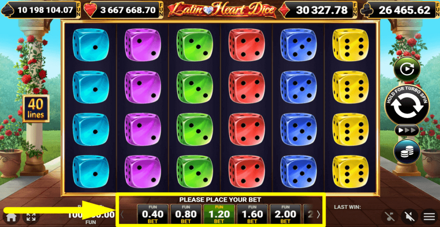 Latin Heart Dice Bet Value