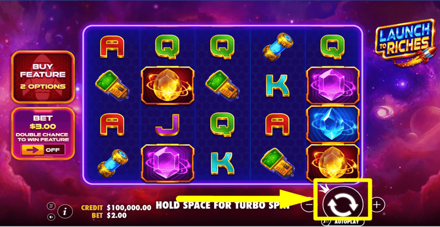 Launch To Riches Spin Button