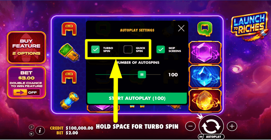 Launch To Riches Turbo Feature