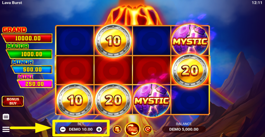 Lava Burst Adjust Bet