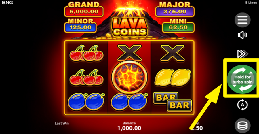 Lava Coins Spin Button