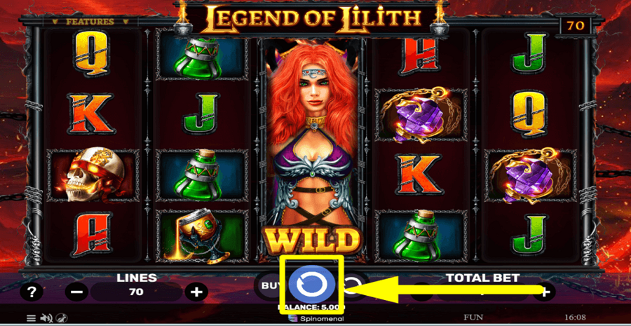 Legend Of Lilith Spin Button