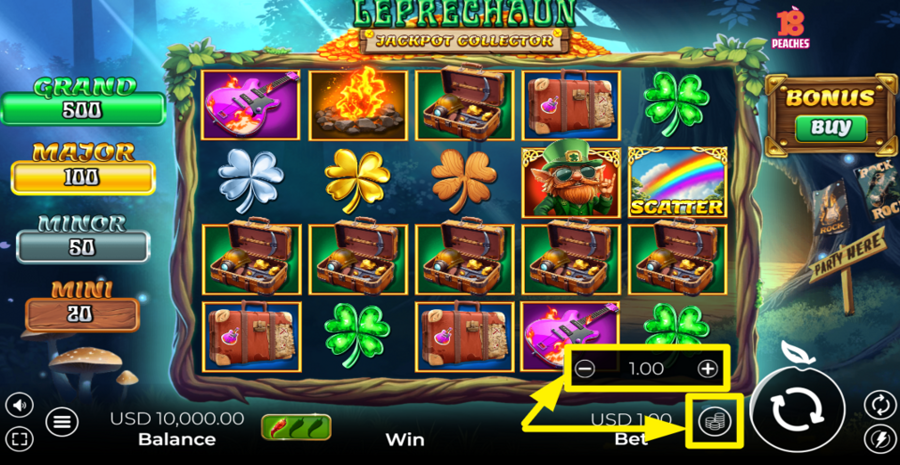 Leprechaun Jackpot Collector Adjust Bet