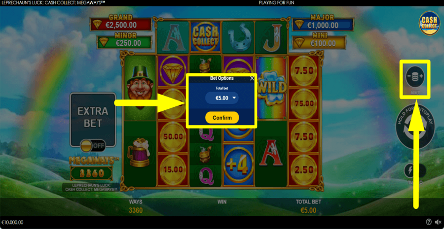 Leprechauns Luck Cash Collect Megaways Bet Value